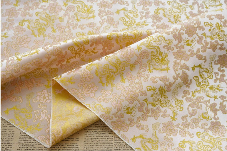 Flying Dragon Brocade Fabric: 59"W Rayon Chinese Robe Material