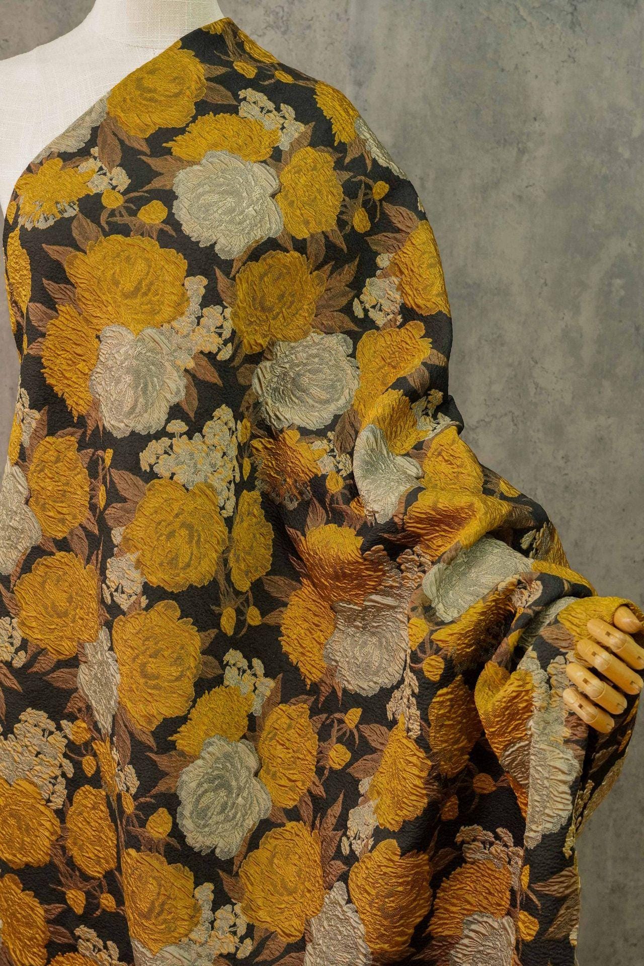 Gold Thread Embossed Jacquard Fabric: European Designer Upholstery, Quilting & Sewing