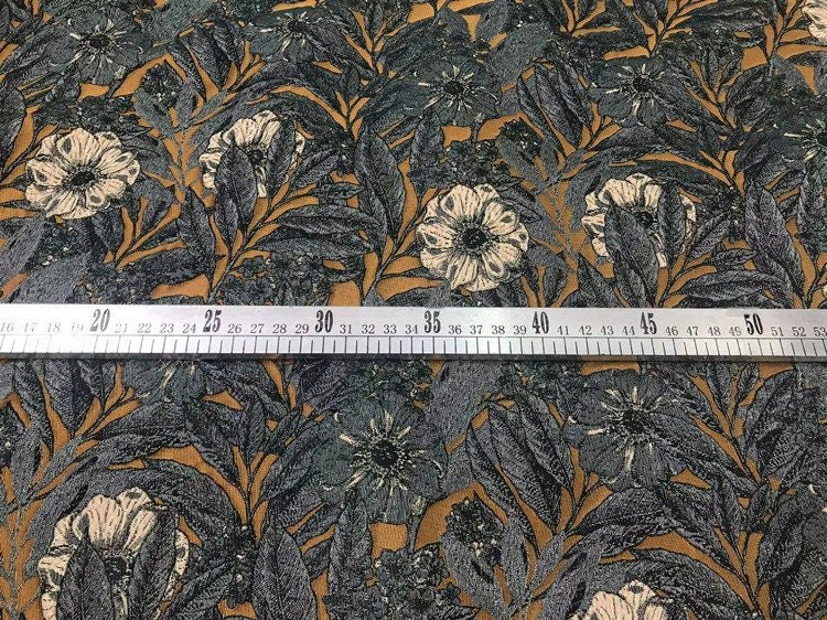 Floral Jacquard Fabric: Vintage Oil Painting Style, Yarn-Dyed, 63" Wide - Poppylollipop