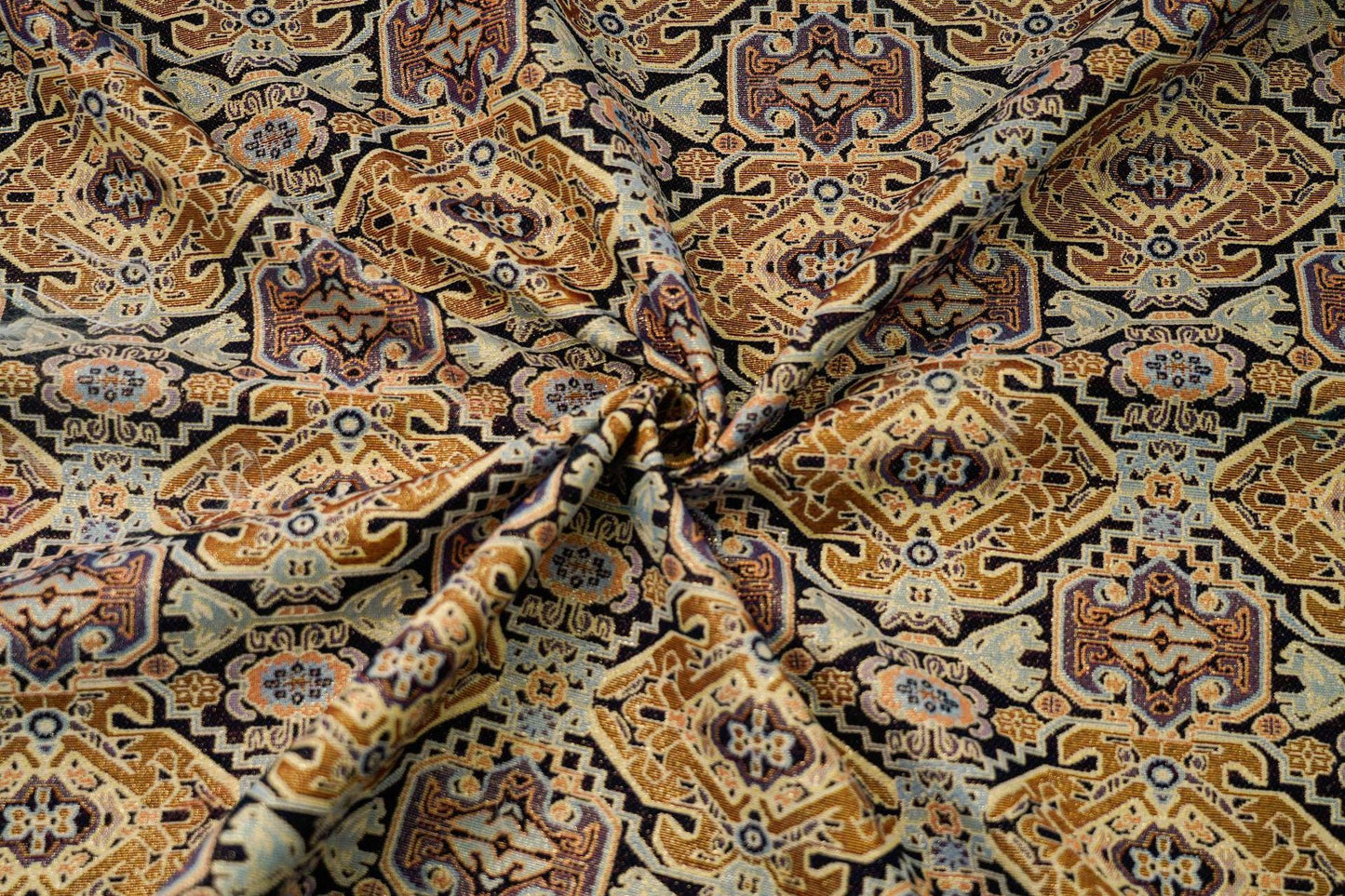 55"W Kinran Brocade Fabric By The Meter: Japanese Kimono, Upholstery & Sewing