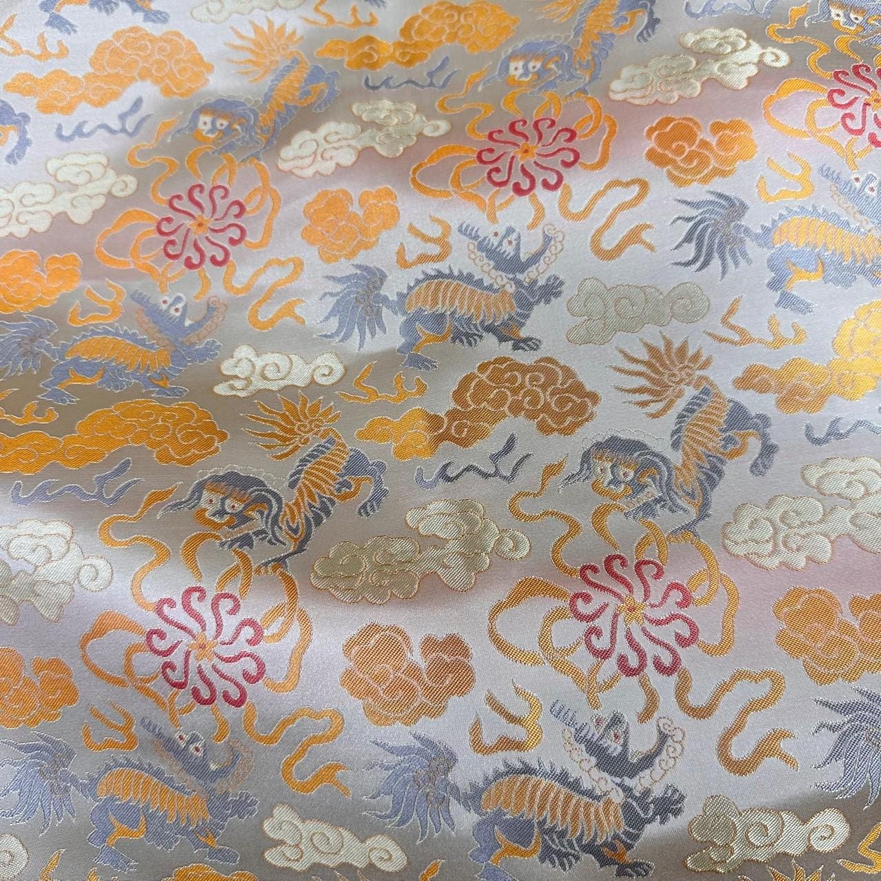 Kirin & Cloud Silk Brocade Fabric: 59" Wide Rayon Blend