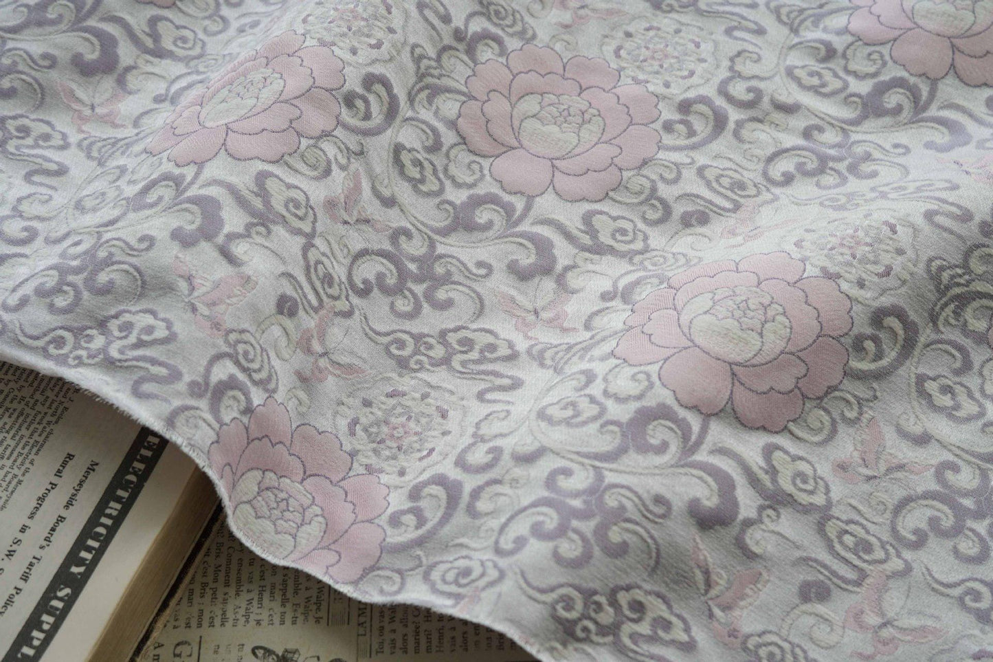 Jacquard Lotus & Butterfly Fabric: Autumn/Winter Vest Material, 59" Wide