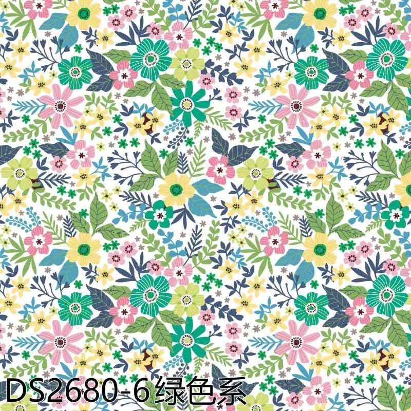 Floral Cotton Fabric: Colorful Small Flower Print, Soft DIY Sewing Material