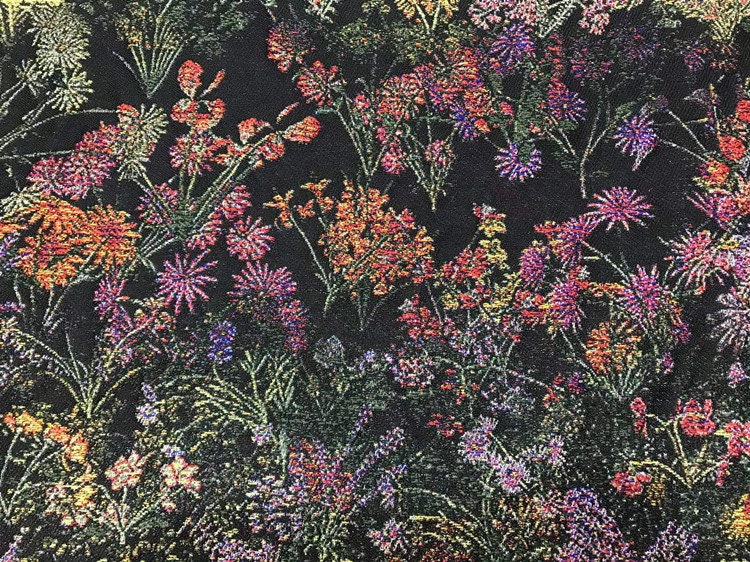 Tissu jacquard à motif floral : texture peinture à l’huile 3D, largeur 140 cm (55 po), vendu au mètre