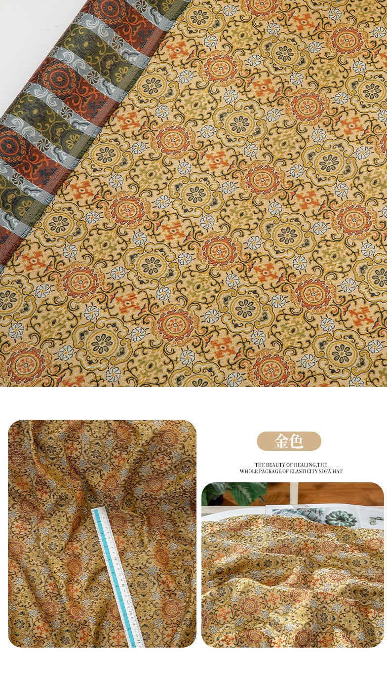 Tissu brocart de soie « Emperor Totem » de 150 cm : ameublement, costumes, décoration, au mètre