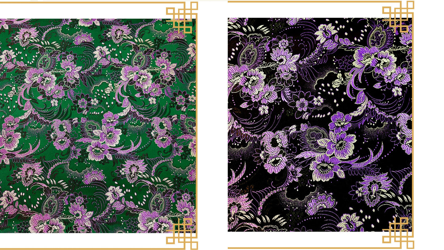 Winter Jasmine Silk Brocade Fabric: 45"W Wedding Costume Sewing