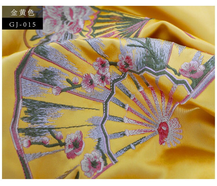 Embroidered Fan Brocade Fabric: Rayon Cushion Cover, Upholstery (40x70cm)