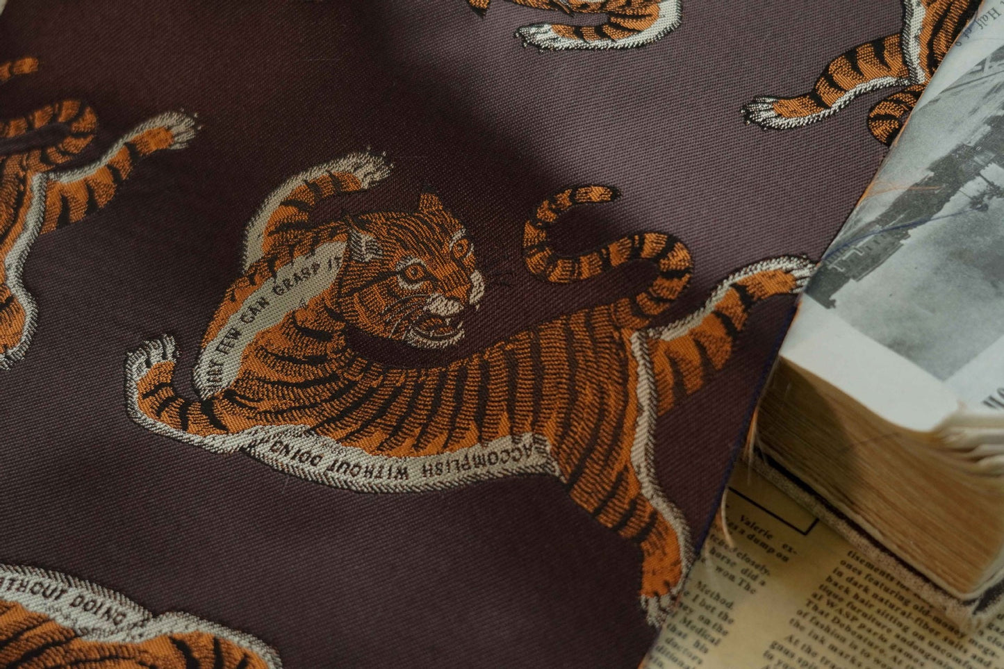 Tiger Jacquard Fabric: Cartoon Style Polyester Drapery, Upholstery - 59"W