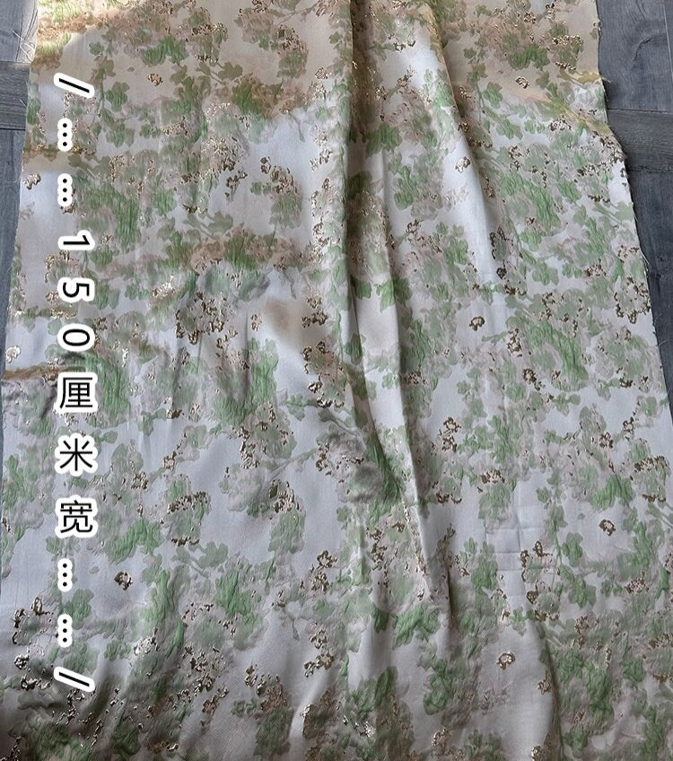 Metallic Brocade Fabric: 55"W Damask Jacquard with Gold Thread