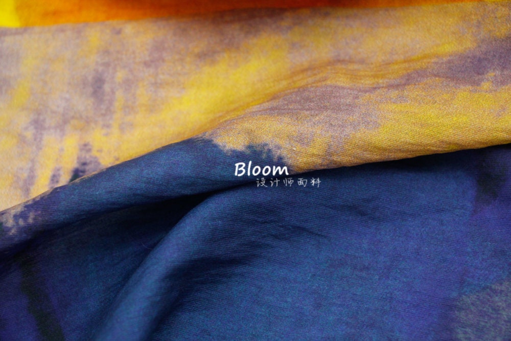 Art Print Tencel Linen Fabric: Contrast Color Silky Cloth, 59" Wide