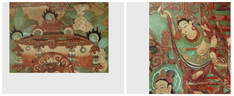 Tissu en lin à motifs muraux de Dunhuang : ameublement et couture de style asiatique, 140 cm de large