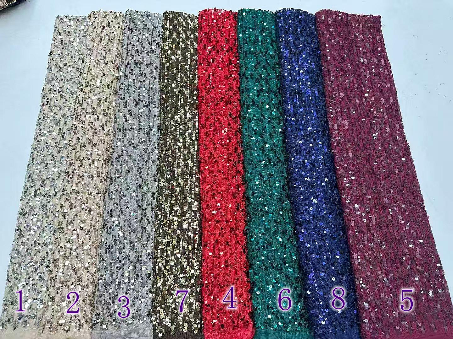 Sequin Lace Fabric: 3D Pleated Embroidery, 49" Wide, For Prom & Wedding