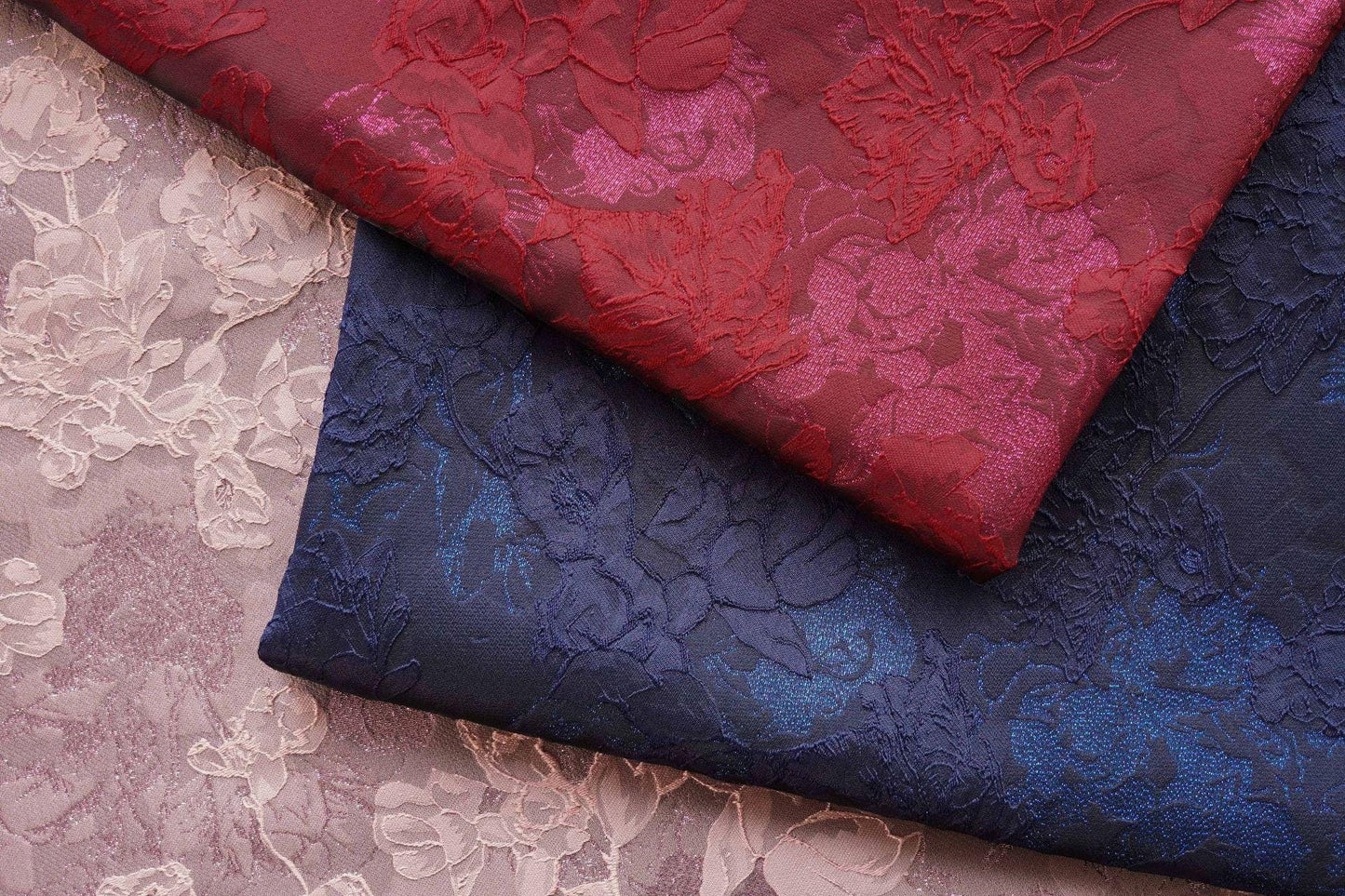 Embossed Gold Silk Peony Embroidery Fabric: Bridal Wedding Couture, 58" Wide