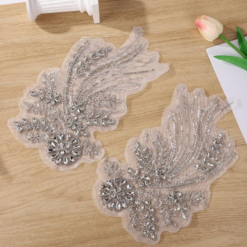 Embroidered Lace Trim with Sequins and Beading - Bridal Wedding Dress Accessory