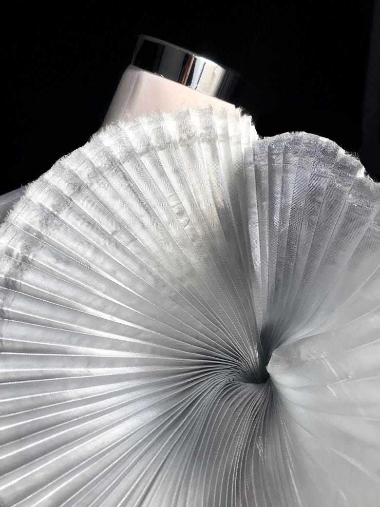 Mermaid Pleated Organza Fabric: Iridescent Gown & Costume Material