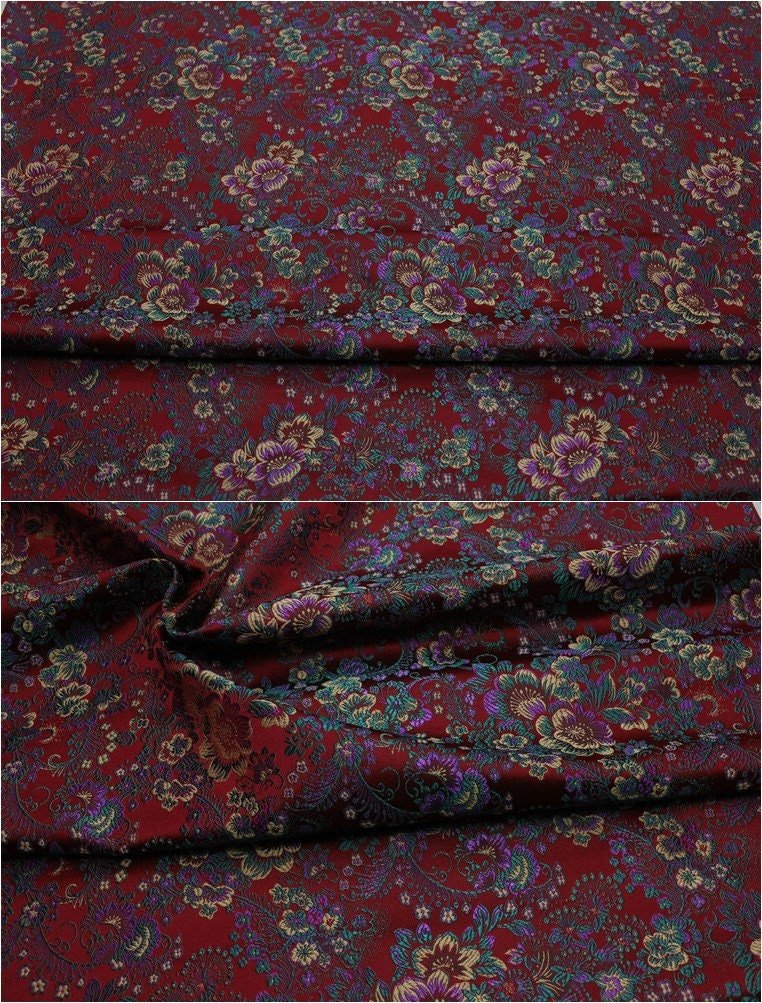 Cherry Blossom Jacquard Brocade Fabric: 29.5" Wide Silk Rayon Blend - Poppylollipop