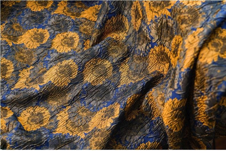 Tissu jacquard à motif floral : style peinture à l’huile, ameublement, costume – 160 cm de large