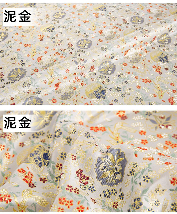Tissu brocart de soie Koi : 150 cm de large, style chinois, en rayonne, idéal pour la couture.