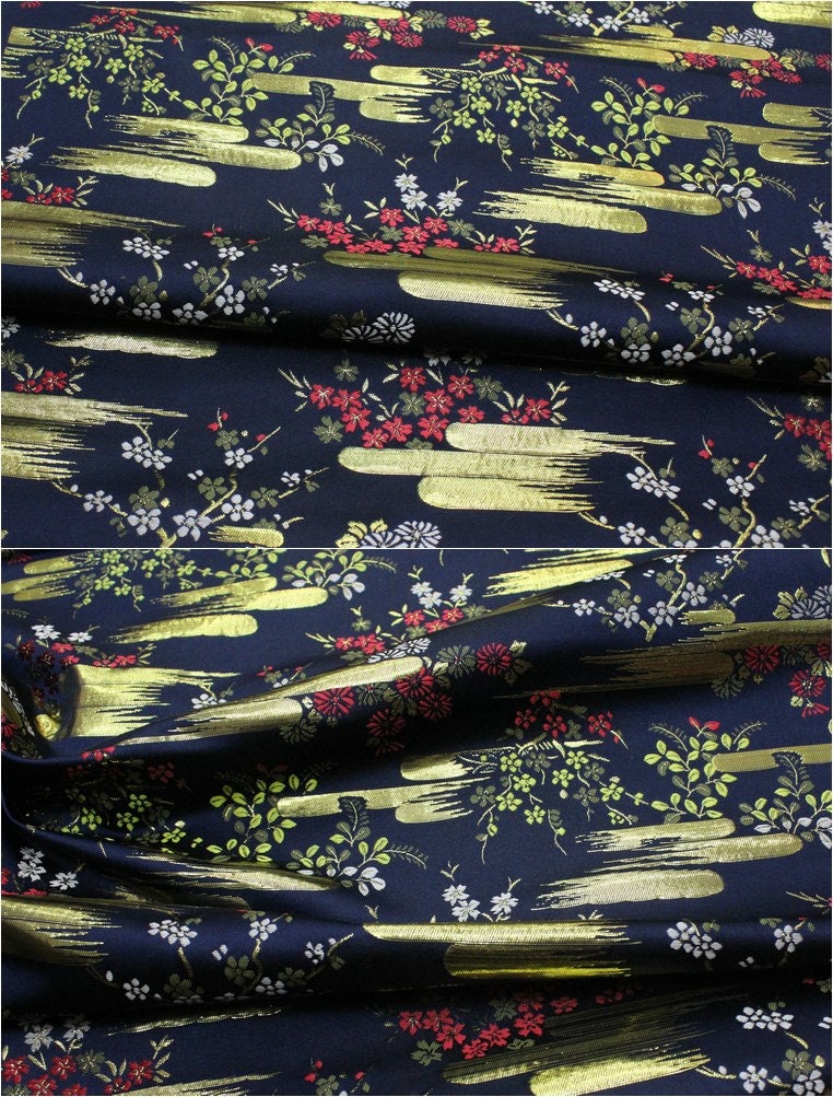 Cherry Blossom Jacquard Brocade Fabric: Japanese Silk Rayon Blend