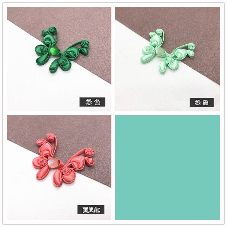 Satin Butterfly Knot Button: Cheongsam Sewing Fastener (Pair)