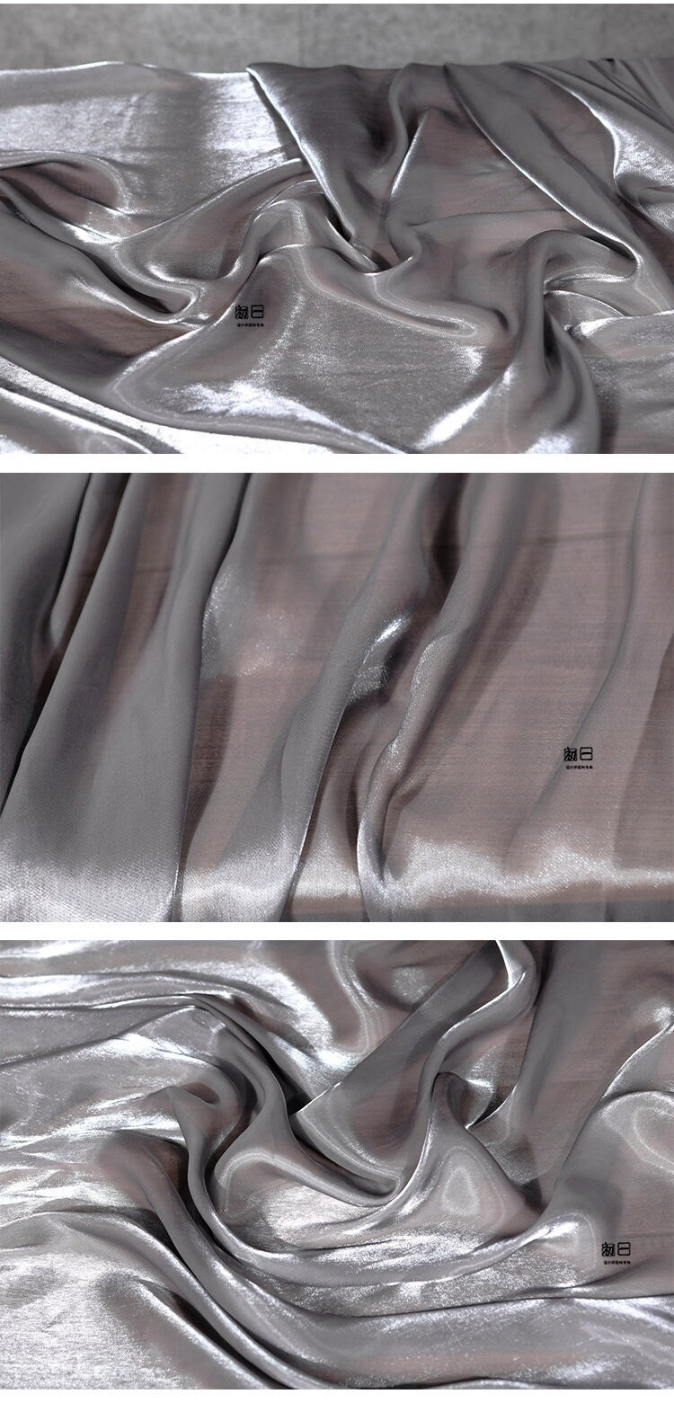 Tissu satiné semi-transparent : matière douce et brillante, 150 cm de large, pour costumes et décoration