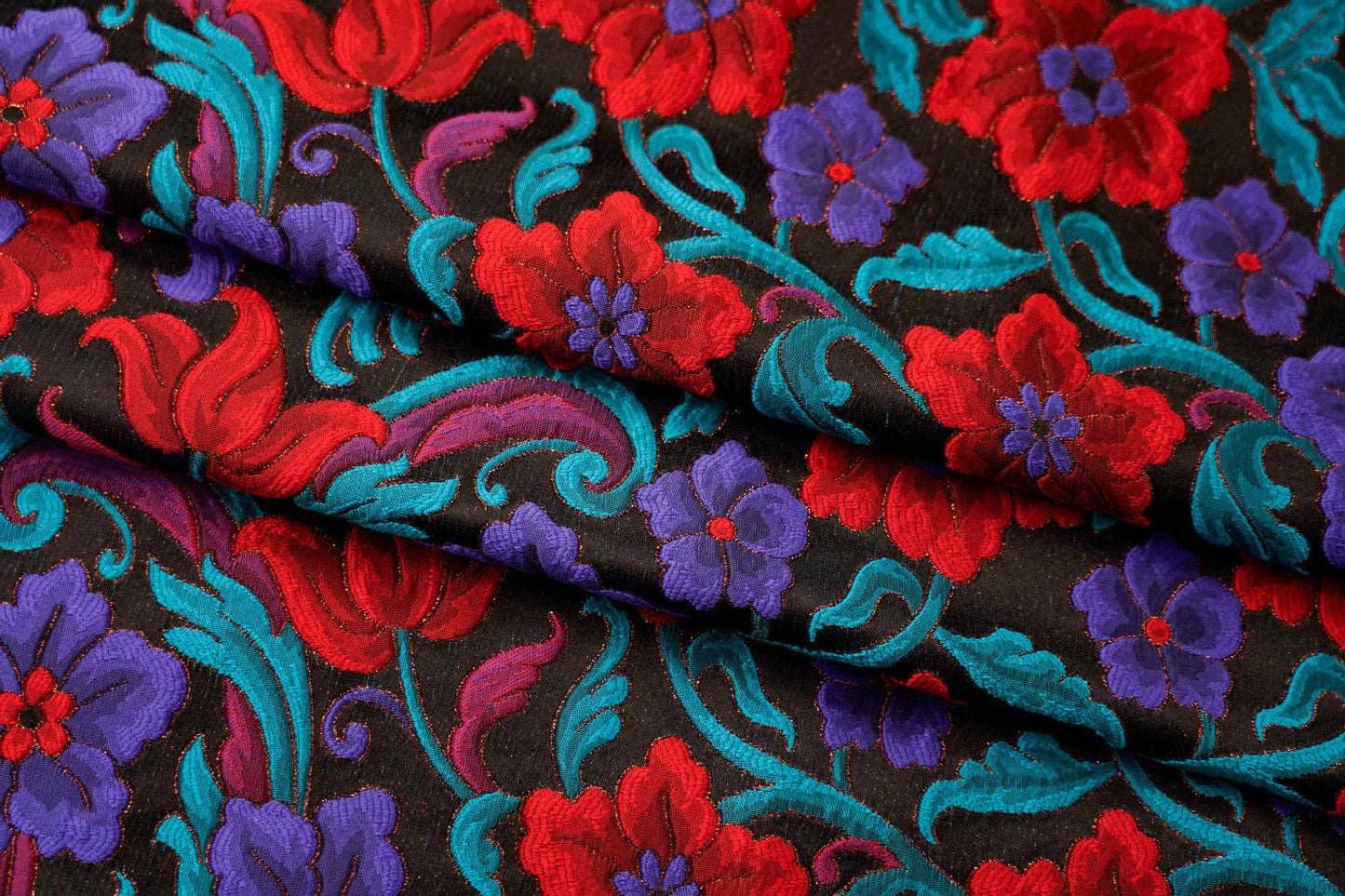 Floral Lurex Jacquard Fabric: 3D Flower Pattern, 62" Wide By 1 Meter