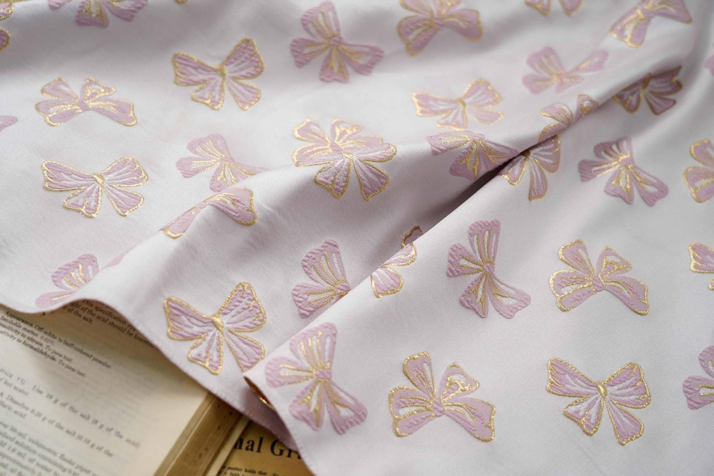 Butterfly Jacquard Fabric: Gold Thread Rayon Blend, 59" Wide By The Meter