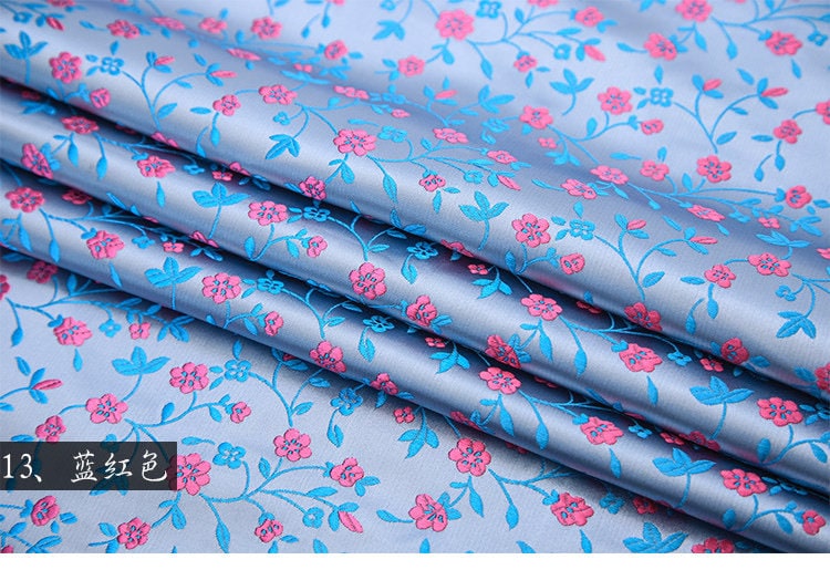 Floral Silk Brocade Fabric: Delicate Tangled Flowers, 45"W