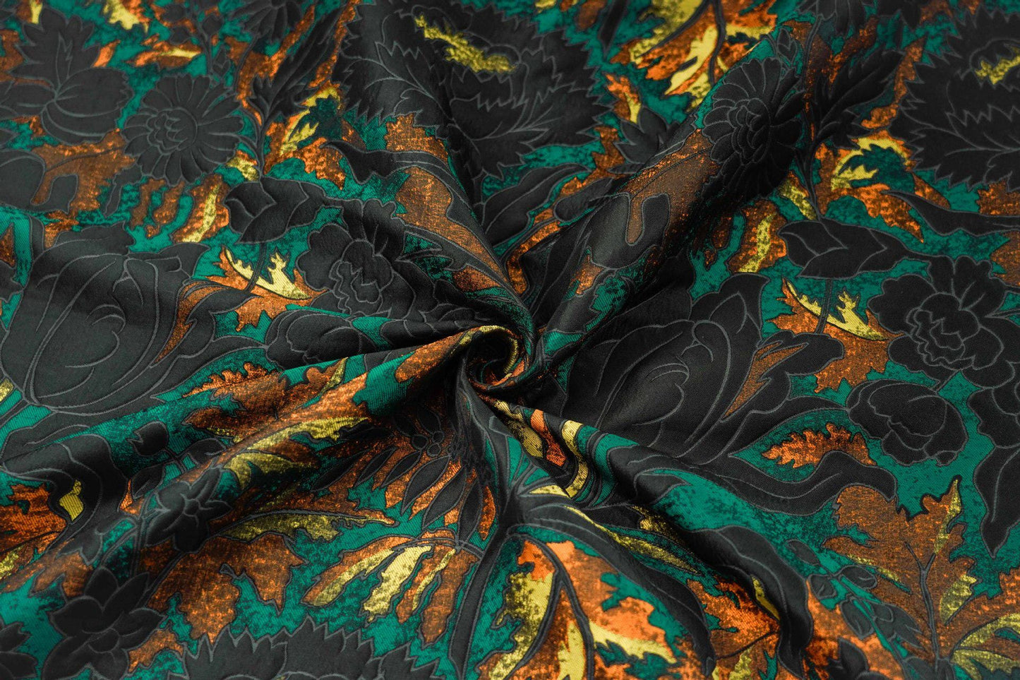 Gold Thread Jacquard Fabric: 3D Oil Painting Texture, 64" Wide