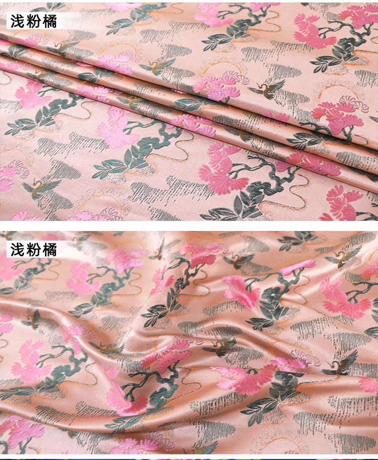 59"W Floral Silk Brocade Fabric: Chinese Cheongsam, Tibetan Robe Sewing