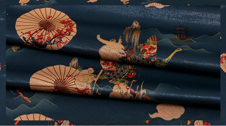 Tissu imprimé en soie, lin et rayonne : 157 cm de large, matériau de couture pour ameublement