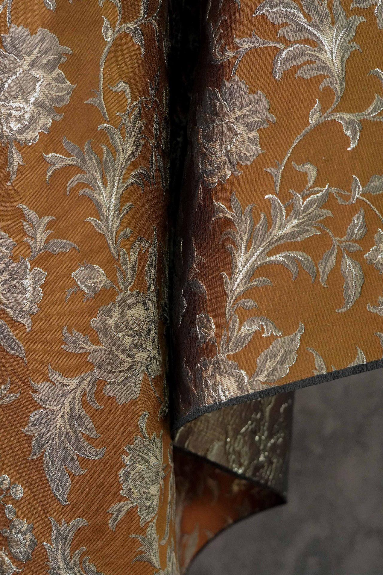 Tissu brocart jacquard tissé à motif floral en relief 3D de luxe, design européen, largeur 63 pouces