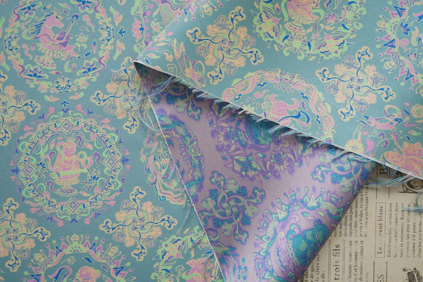 55" Peony Brocade Fabric: Emperor Tibetan Style, Upholstery & Costume