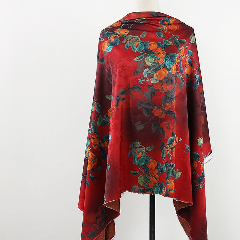 Tissu satin de soie thé : 59 pouces, imprimé numérique, matériau de couture