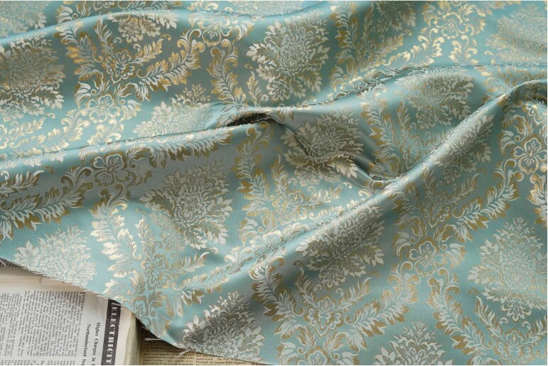 Gold Thread Brocade Jacquard Damask Fabric - Retro Palace Style