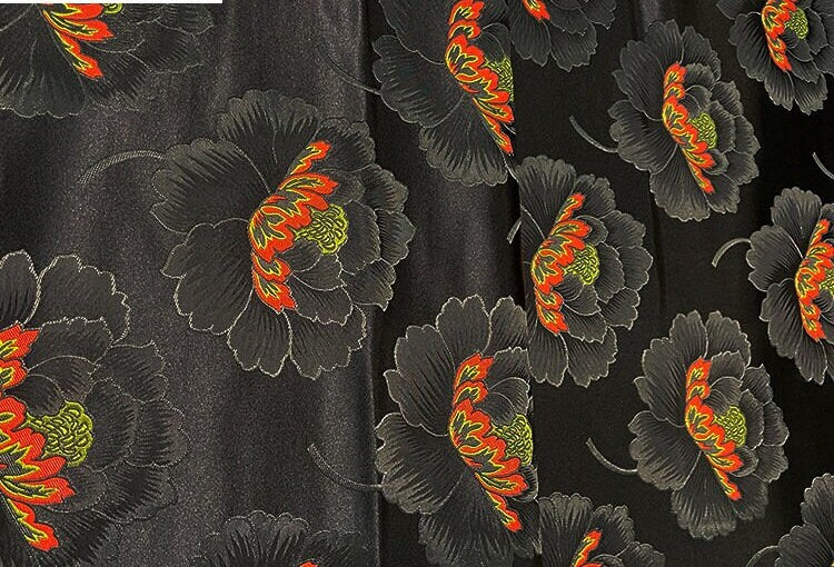 Peony Brocade Fabric: 29.5"W Tibetan Rayon Satin