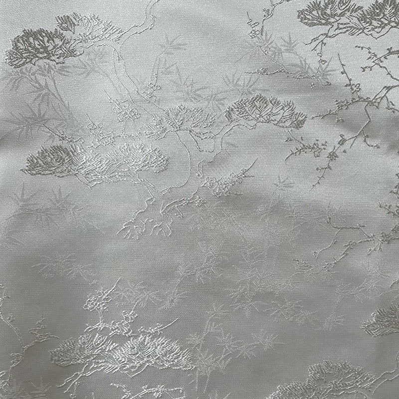 White Pine Tree Brocade Fabric: Faux Silk Jacquard, 59" Wide