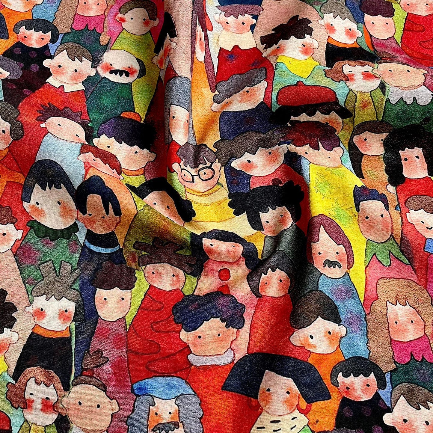 1960s Cartoon Print Cotton Fabric: Sewing, Quilting, Costume - 59"W