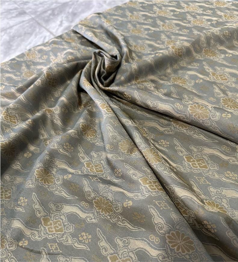 Xiangyun Cloud Silk Brocade Fabric: Emperor Tibetan Style, 58" Wide