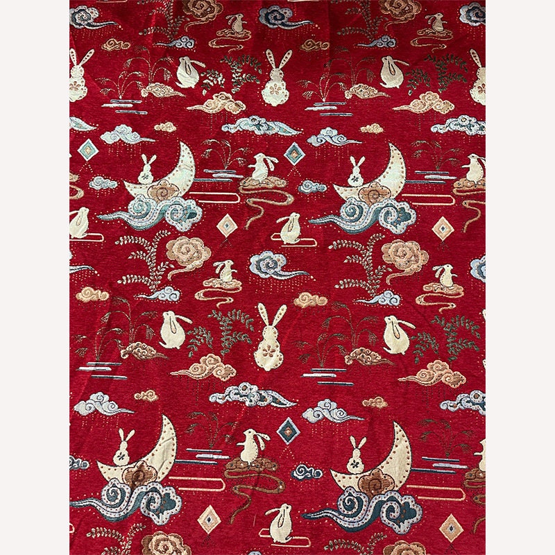 Rabbit Brocade Jacquard Fabric: 57"W Chenille Upholstery, Costume, Decor