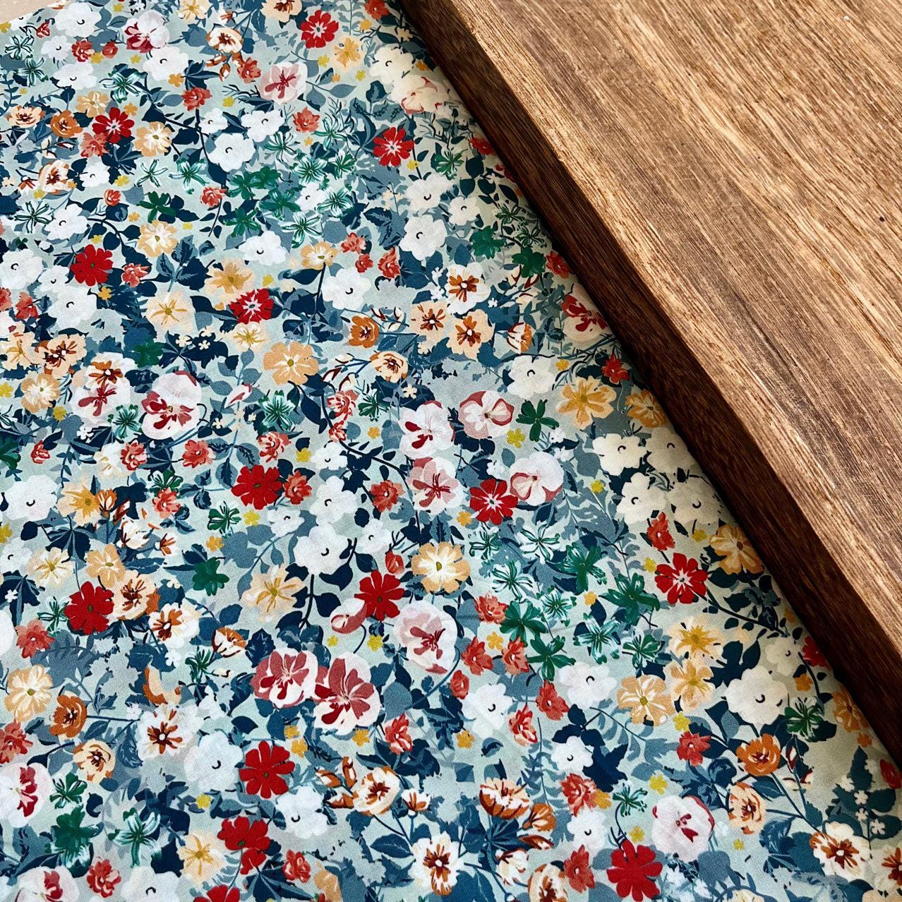 Floral Cotton Fabric: 60s Style Print, 59" Wide, Sewing Quilting