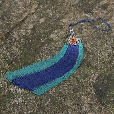 Handmade Two-Color Rayon Tassel: Antique Decor Pendant (16.5cm)