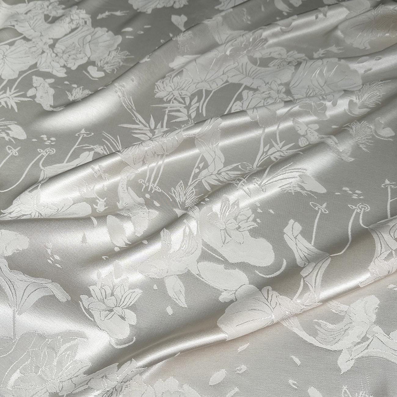 Lotus Jacquard Satin Damask Fabric: 59" Wide Rayon Sewing Material