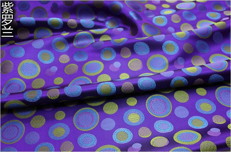 35"W Silk Rayon Brocade Fabric: Colorful Jacquard for Cheongsam & DIY