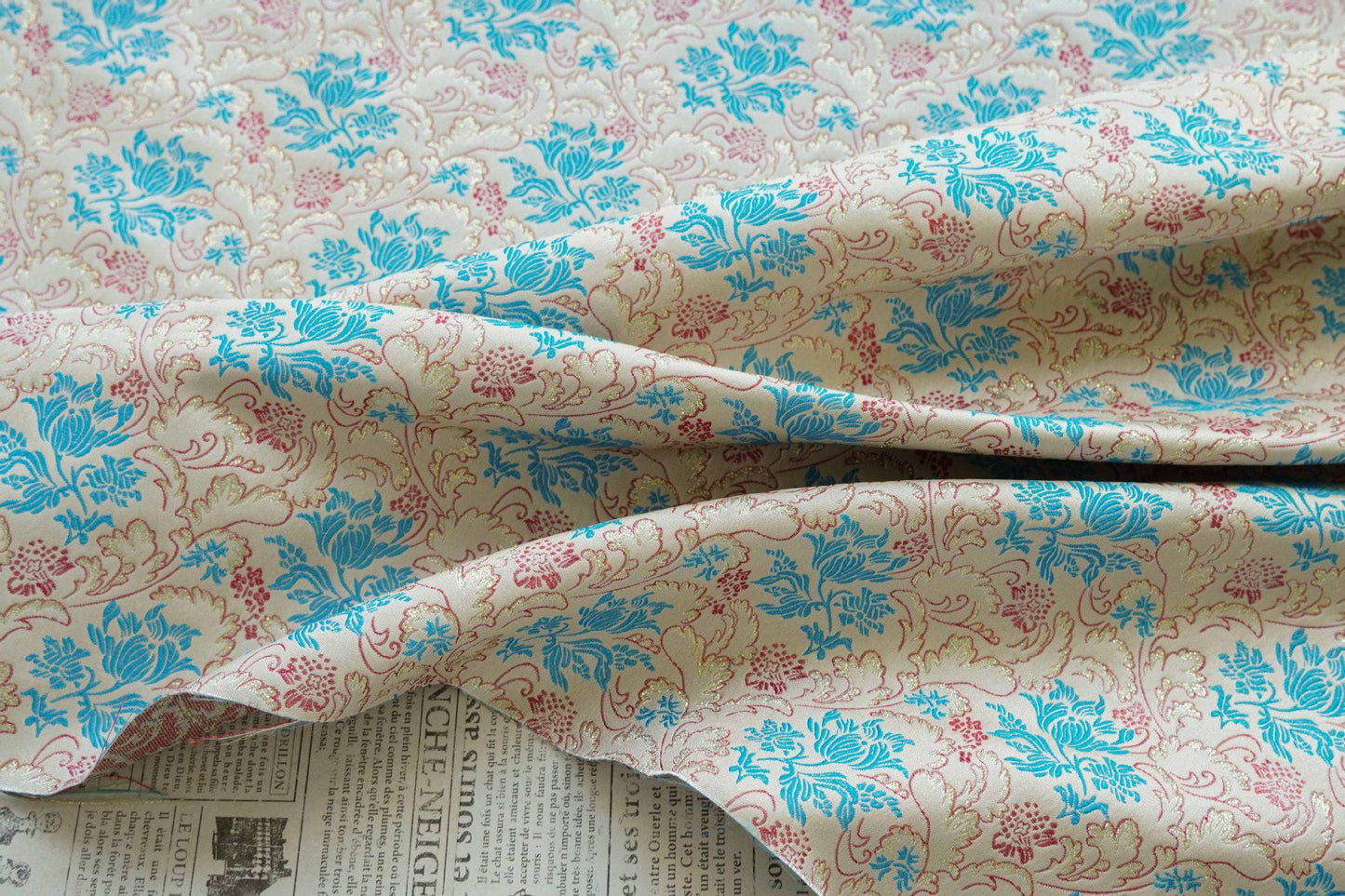 Gold Jacquard Floral Fabric: Upholstery, Costume, & DIY Sewing (By The Meter, 63"W )