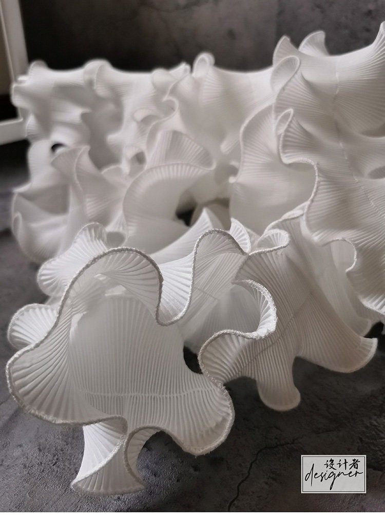 White Waves Lace: 3D Ruffle Organza Fabric (9.5cm Wide)