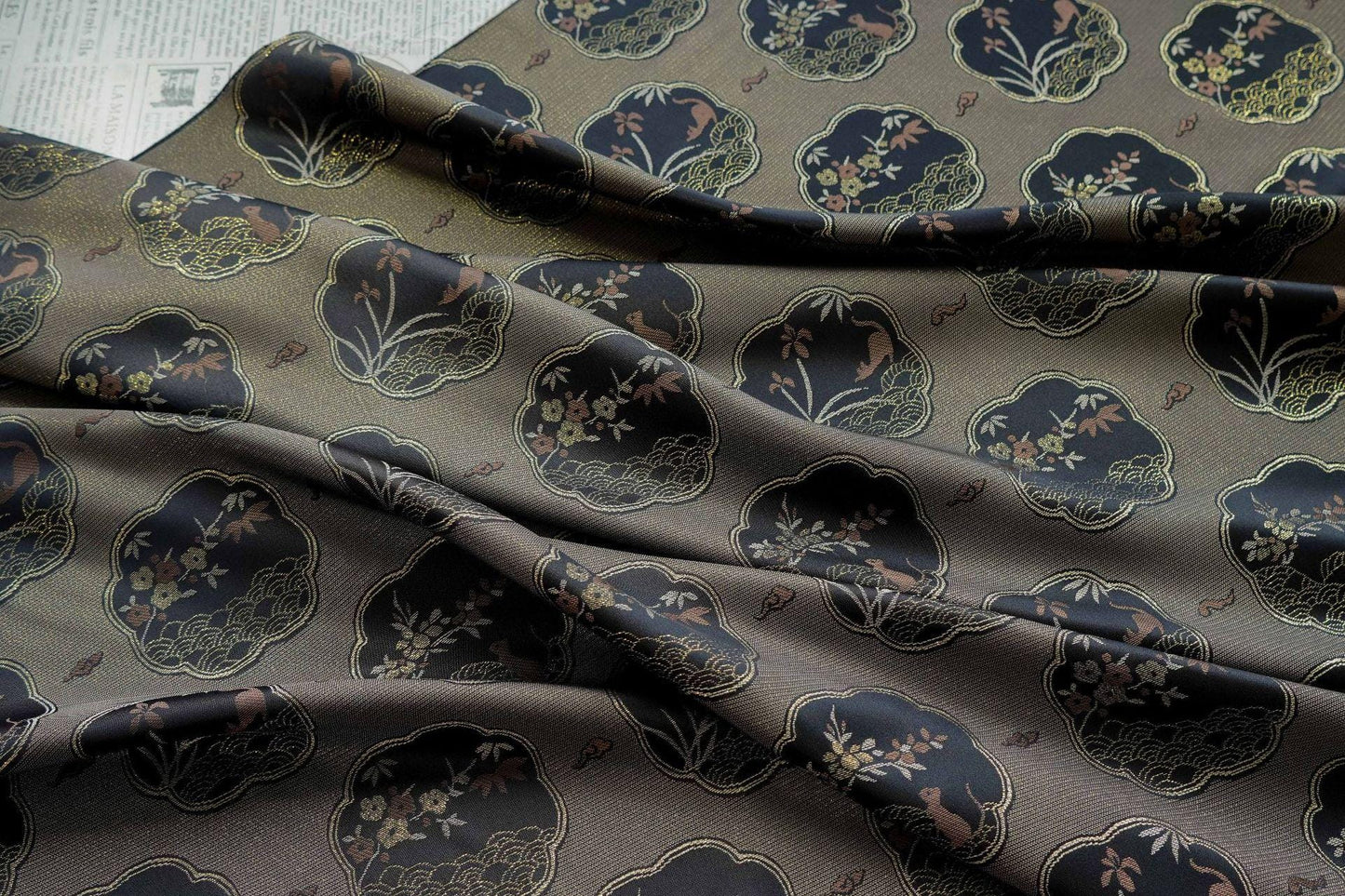 Traditional Song Brocade Jacquard Hanfu Fabric ��� Elegant Chinese Texti" Wide