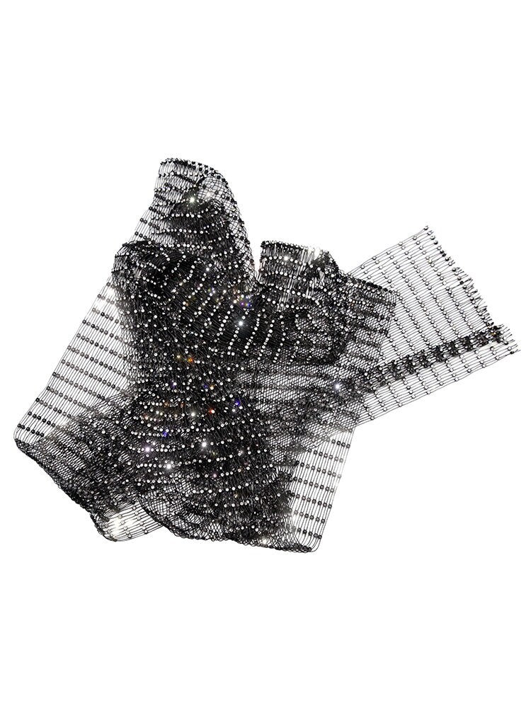 Rhinestone Mesh Fabric, Bling Galaxy Design, Sewing Fabric, 5" Wide