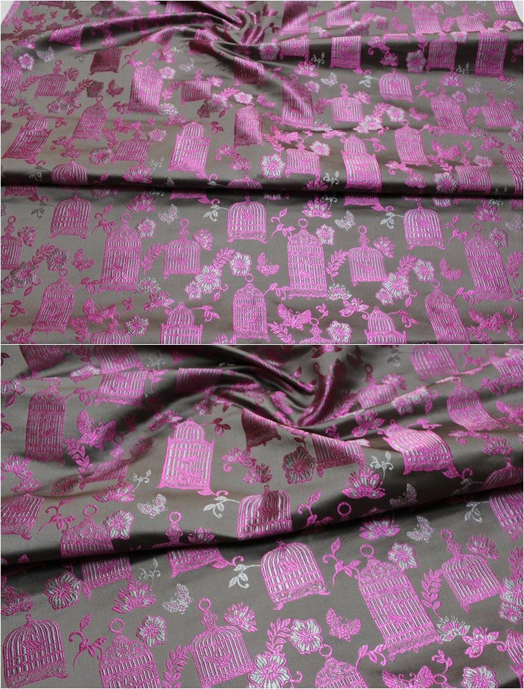 2 Colors Chinese Brocade Fabric Birdcage Cushion cover suit pillow case cheongsam Qipao Fabric - Poppylollipop