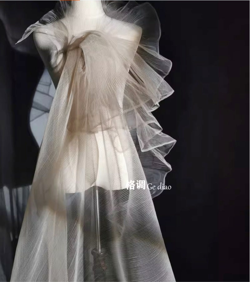 Tulle plissé | Silhouette rigide, 150 cm de large